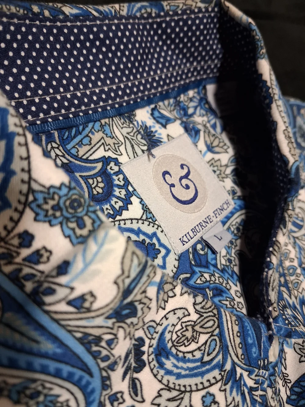E&Z Blue Paisley Long-Sleeve Dress Shirt - Picture 3 of 5